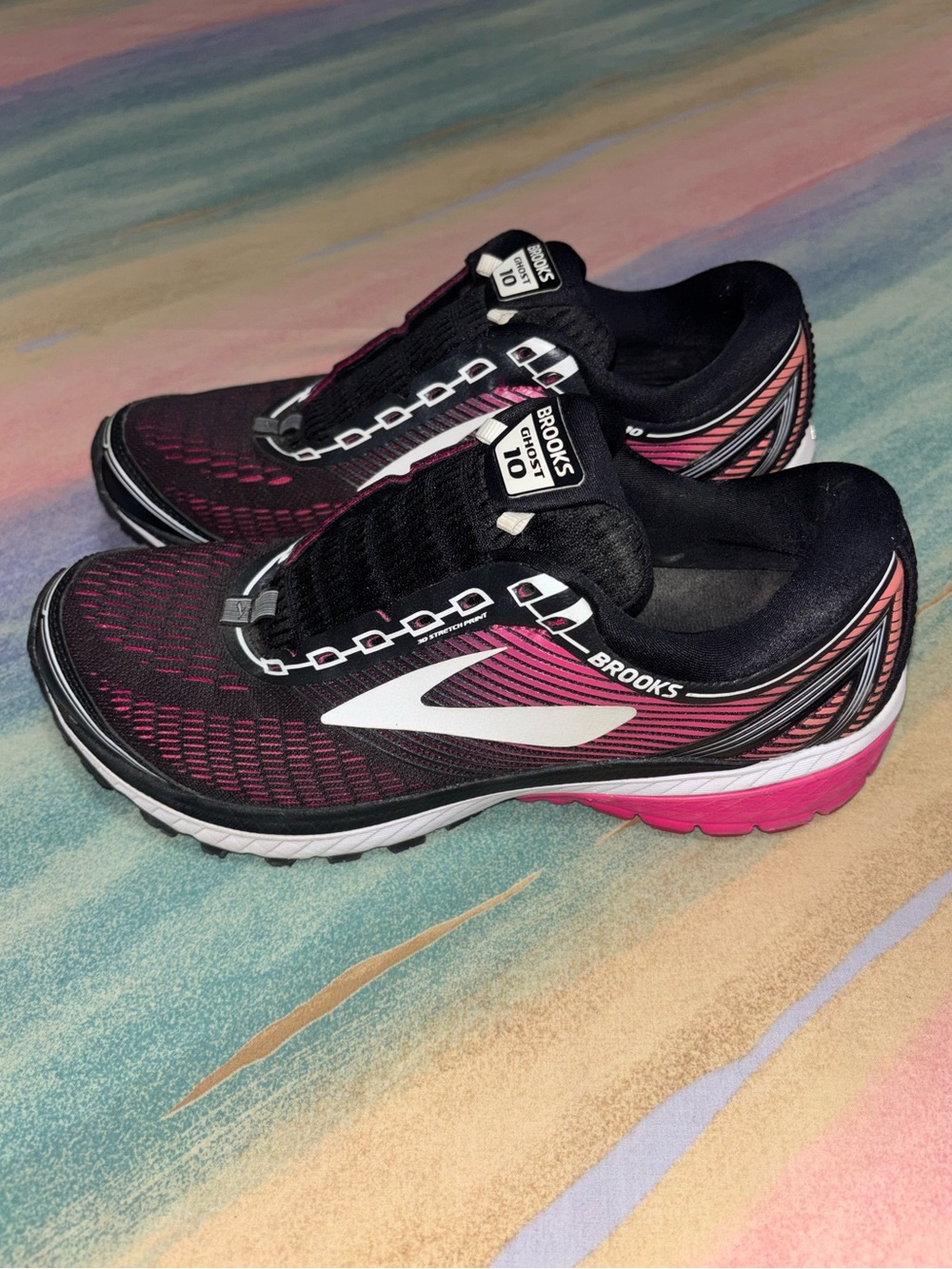 Brooks Ghost 10 Women's Pink& Black Running Sneaker Shoes Size 9.5 missing laces